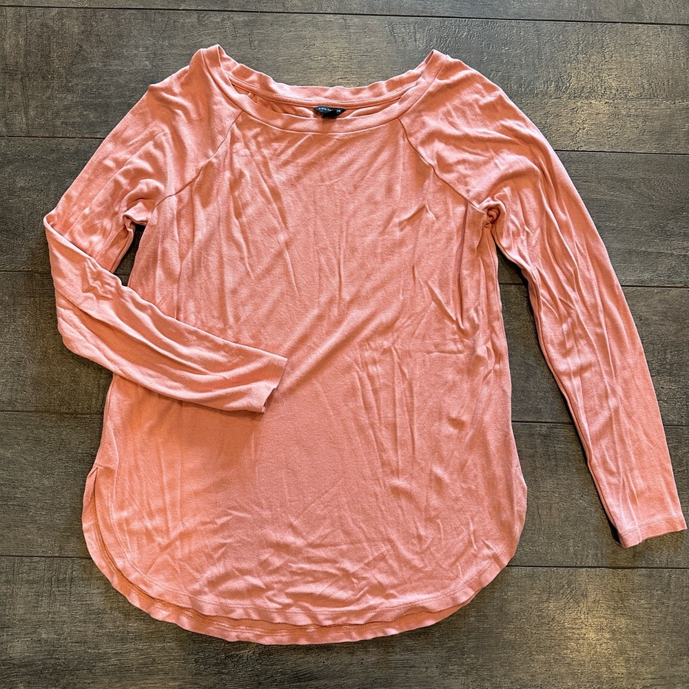 Ann Taylor Peach Boatneck Tunic Top Size Small